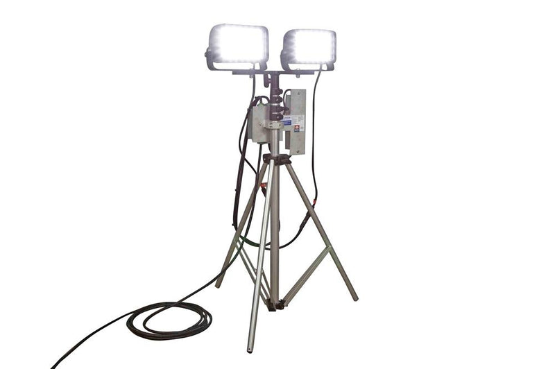 144W Portable Telescoping LED Light Tower - Extends 3.5' - 10' - 120-277V AC - 8,640 lms, 3000K - Dimmer Switch