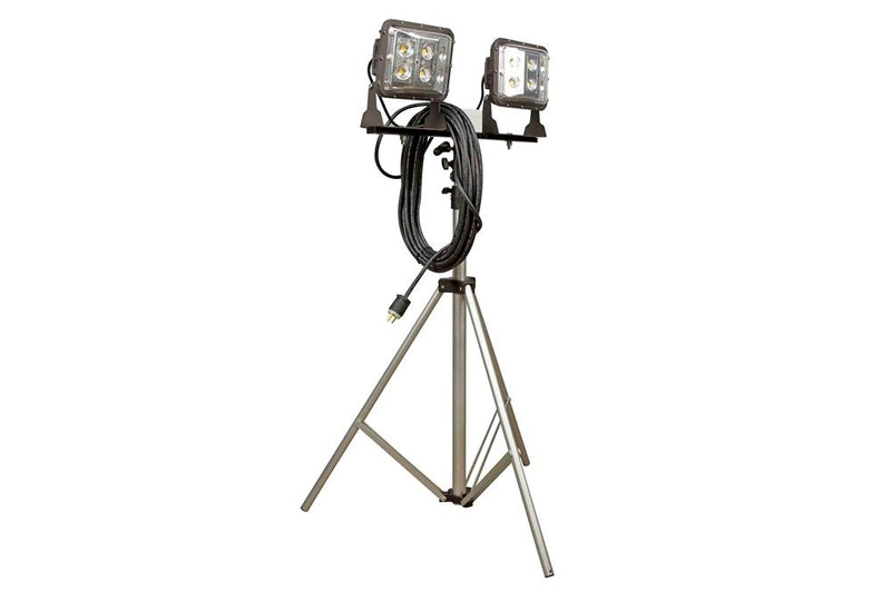 120W LED Flood Lights on Telescoping Tripod - Extends 3.5' to 10' - (2) LED Lamps - 50' Cord