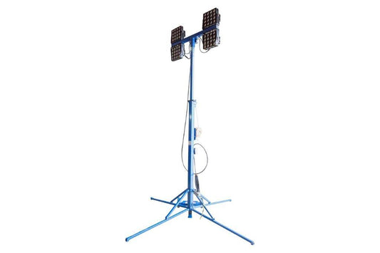 Larson 600W Portable Light Tower - (4) LEDs - 24-48V DC - Extends 14' - Magnetic Switchbox - Battery Clamps