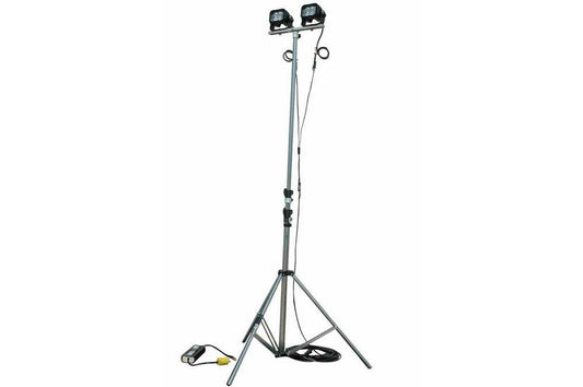 24W Portable LED Telescoping Light Tower - Extends 3.5' to 10' - 20ft Coil Cord - 1440 Total Lumens