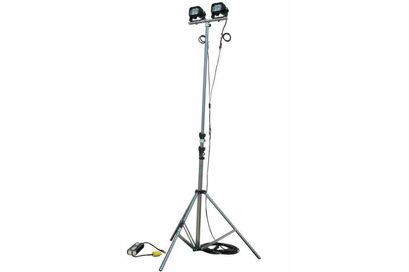 24W Portable LED Telescoping Light Tower - Extends 3.5' to 10' - 20ft Coil Cord - 1440 Total Lumens