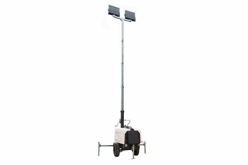 1000W Battery Powered LED Light Plant - 15' Telescoping Tower - 2 LED Fixtures - 12 Hour Runtime