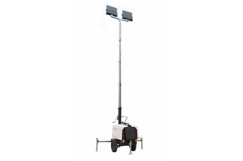 1000W Battery Powered LED Light Plant - 25' Telescoping Tower - 2 LED Fixtures - 12 Hour Runtime