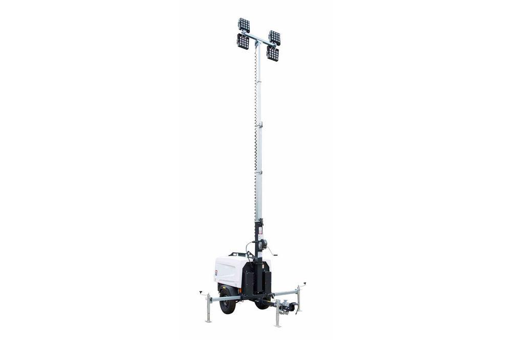 6000W Generator - Water Cooled Diesel Engine - 14' to 30' Fold-over Tower - (4) 160W LED Fixtures