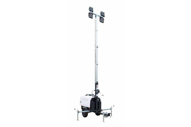 6000W Generator - Water Cooled Diesel Engine - 25' Telescoping Tower - (4) 160W LED Fixtures