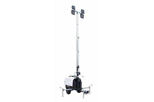 6000W Generator - Water Cooled Diesel Engine - 25' Telescoping Tower - (4) 240W LED Fixtures - 129,6