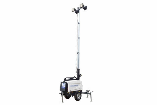 6000W Generator - Water Cooled Diesel Engine - 25' Telescoping Tower - (4) 100W LED Fixtures - GFCI