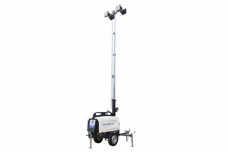 6000W Generator - Water Cooled Diesel Engine - 25' Telescoping Tower - (4) 100W LED Fixtures