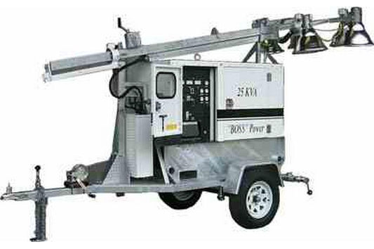 Diesel Engine Powered Light Tower- 30' Mast - 8,000 Watt Generator - 6 Metal Halide Fixtures