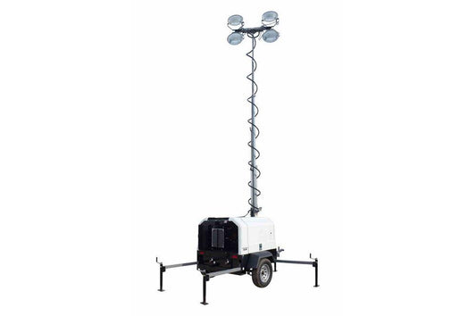 Hydraulic Light Tower w/ Diesel Engine Generator - (4) 1250W Metal Halide Lamps - 90mph Wind Rating