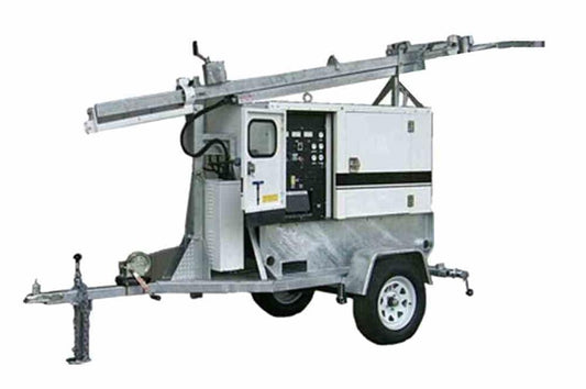 30' Mobile Metal Halide Light Tower with Diesel Engine Generator - (4) MH Lights - 6kw Genset, 30 Gal. Poly Fuel Tank