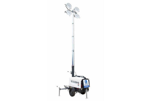 25' Mobile Light Tower with Diesel Engine Generator - 4X1000 Watt Metal Halide Lamps - 440,000 Lumen
