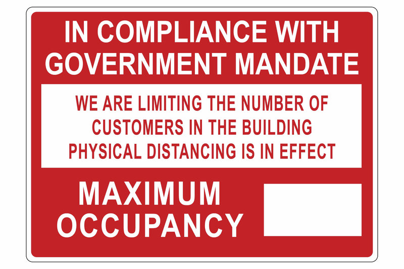 Larson Max Occupancy Physical Distancing In Effect - Includes (1) Adhesive Backed Vinyl Warning Sign