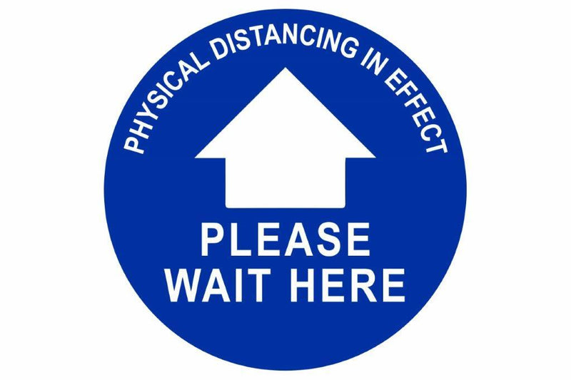 Larson Physical Distancing In Effect Floor Sign - Includes (1) Adhesive Backed Vinyl Warning Sign