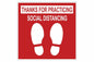 Larson Thank You For Practicing Social Distancing Floor Sign - Includes (1) Adhesive Backed Vinyl Warning Sign