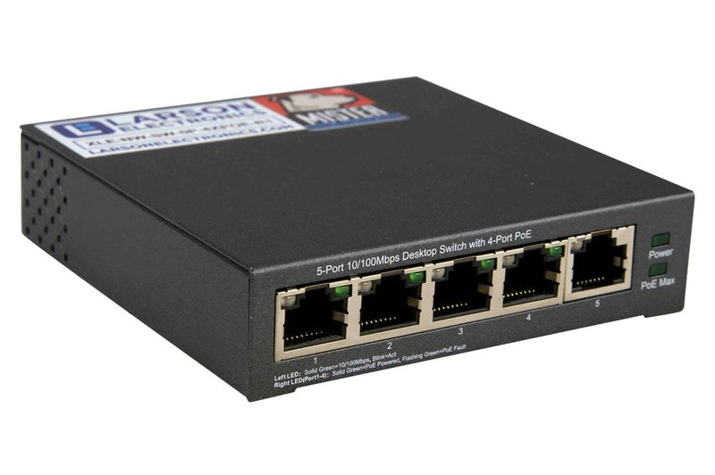 POE Network Switch - 4-Port - 802.3af Compliant - Metal Enclosure