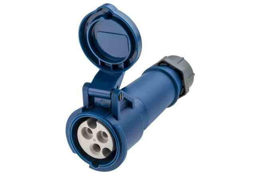 Larson 16A Industrial Weatherproof Connector - 2P3W, 230V AC - Portable Socket - IEC 60309/IP44 - Blue