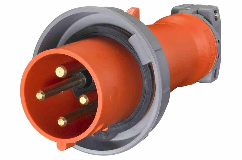 IEC 60309 Waterproof Plug, 60 Amps 3P+E, 125/250V 1PH 3P4W, Pin & Sleeve, IP67