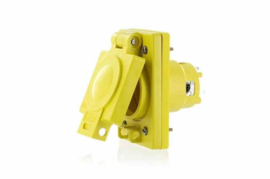 20A Weatherproof Receptacle w/ Face Plate and Flip Cover - 250V - IP67/IP69K