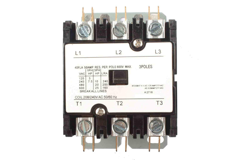 Larson Definite Purpose Contactor - 240V Max/Coil Voltage - 40 Amps, 3-pole