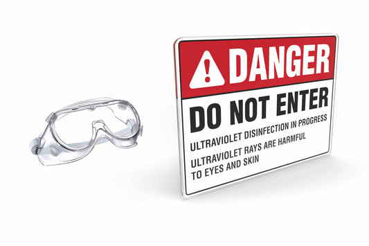 Larson UV Safety Kit - (1) Pair of Safety Goggles - (1) Warning Sign - Pair with UV Disinfection Lights