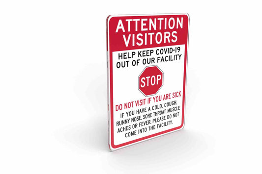Larson Attention Visitors: Do Not Visit If You Are Sick Sign - Includes (1) Polycarbonate Warning Sign