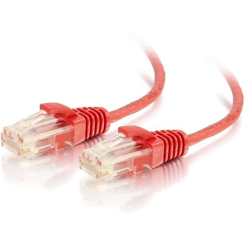 C2G 7ft Cat6 Ethernet Cable - Slim - Snagless Unshielded (UTP) - Red - 7 ft Category 6 Network Cable for Network Device - First End: 1 x RJ-45 Male Network - Second End: 1 x RJ-45 Male Network - Patch Cable - 28 AWG - Red