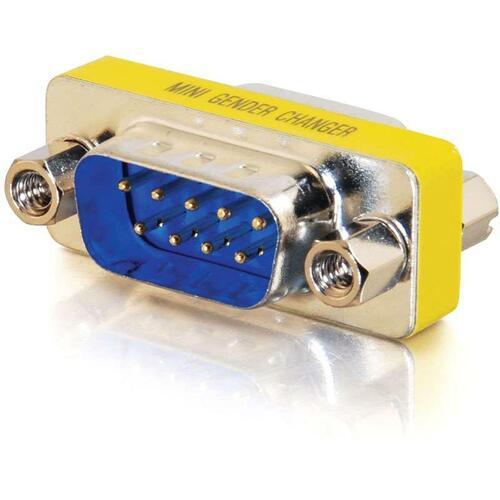 C2G DB-9 Mini Gender Changer - 1 x DB-9 Male Serial - 1 x DB-9 Male Serial - Silver, Yellow