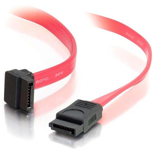 C2G 180Â° To 90Â° Serial ATA Cable - Female SATA - Female SATA - 45.72cm - Translucent Red