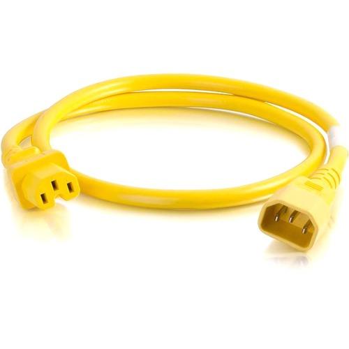 C2G 3ft 14AWG Power Cord (IEC320C14 to IEC320C13) - Yellow - For PDU, Switch, Server - 250 V AC / 15 A - Yellow - 3 ft Cord Length