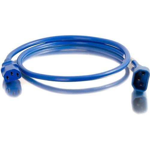C2G 10ft 14AWG Power Cord (IEC320C14 to IEC320C13) - Blue - 250 V AC / 15 A - Blue - 10 ft Cord Length