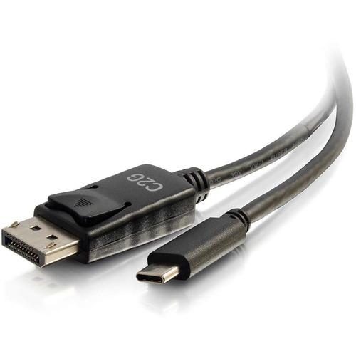 C2G 10ft USB-C to DisplayPort Adapter Cable - 4K 30Hz - M/M - 10 ft DisplayPort/USB-C A/V Cable for Audio/Video Device, Notebook, Projector - First End: 1 x Type C Male USB - Second End: 1 x DisplayPort Male Digital Audio/Video - Supports up to 4096 x 21