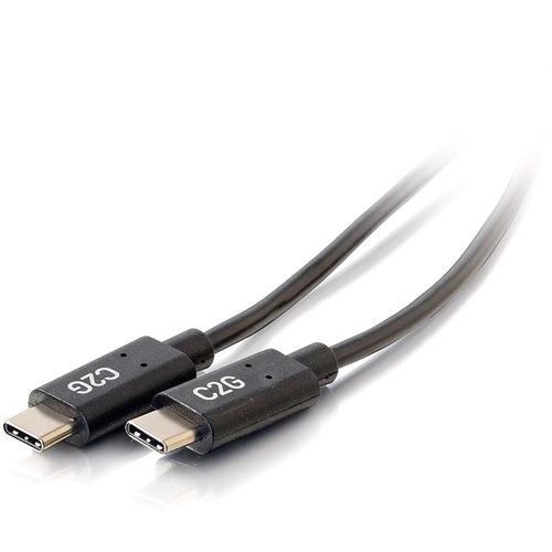 C2G 6ft USB C Cable - USB 2.0 (3A) - M/M Type C Cable - 6 ft USB Data Transfer Cable for Smartphone, Notebook, Tablet - First End: 1 x Type C Male USB - Second End: 1 x Type C Male USB - 480 Mbit/s - Gold-flash, Nickel Plated Connector - 32 AWG - Black