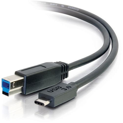 C2G 3ft USB 3.0 USB-C to USB-B Cable M/M - Black - 3 ft USB Data Transfer Cable for Printer, Hub - Type C Male USB - Type B Male USB - 480 Mbit/s - Black - 1