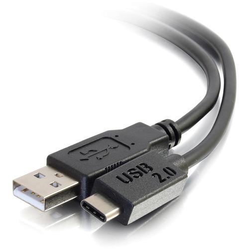 C2G 3ft USB 2.0 USB-C to USB-A Cable M/M - Black - 3 ft USB Data Transfer Cable for Smartphone, Tablet, Hard Drive, Printer, Notebook, Cellular Phone - Type C Male USB - Type A Male USB - 480 Mbit/s - Black