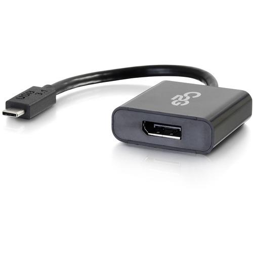 C2G USB C to DisplayPort Adapter Converter 4K 30Hz - Black TAA - 8" DisplayPort/USB A/V Cable for Projector, Monitor, HDTV, Tablet, Notebook - First End: 1 x Type C Male USB - Second End: 1 x DisplayPort Female Audio/Video - Supports up to 4096 x 2160 -