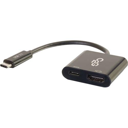 C2G USB C to HDMI A/V Adapter Converter with Power Delivery 4K 30Hz - Black - Type C - 1 x HDMI, HDMI - 4096 x 2160 Supported