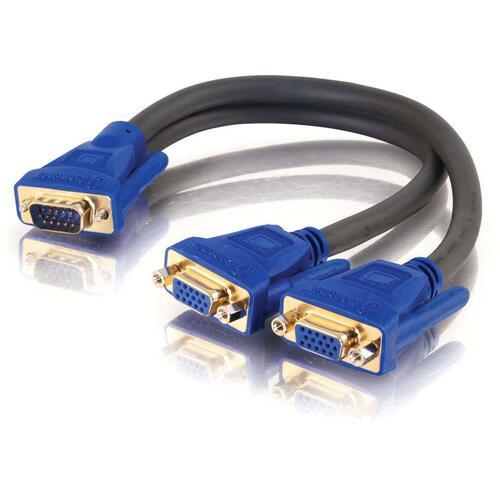 C2G VGA/SVGA Monitor Y-Splitter Cable - HD-15 Male - HD-15 Female - 30.48cm - Charcoal