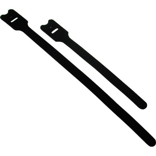 C2G 8 Inch Screw-Mountable Hook and Loop Cable Tie - Black - 10 Pack