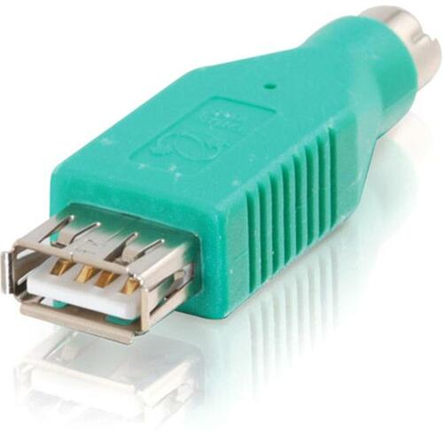 C2G USB TO PS/2 Adapter - 1 x Mini-DIN (PS/2) Male Keyboard/Mouse - 1 x Type A Female USB - Green