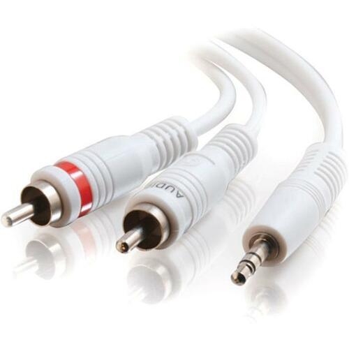 C2G Audio Y-Cable - 12 ft Audio Cable - First End: 1 x Mini-phone Male - Second End: 2 x RCA Male - Splitter Cable - White