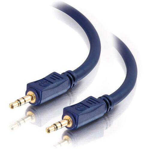 C2G Velocity Audio Cable - 1.5 ft Audio Cable - First End: 1 x Mini-phone Male - Second End: 1 x Mini-phone Male - Blue