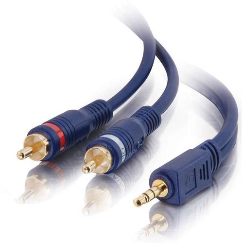 C2G Velocity 3.5mm Stereo to RCA Stereo Audio Y-cable - Mini-phone Male - RCA Male - 1.83m - Blue