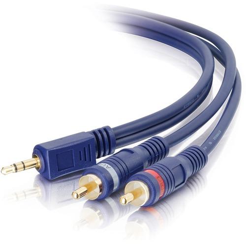 C2G Velocity Audio Y-Cable - Mini-phone Male - RCA Male - 7.62m - Blue