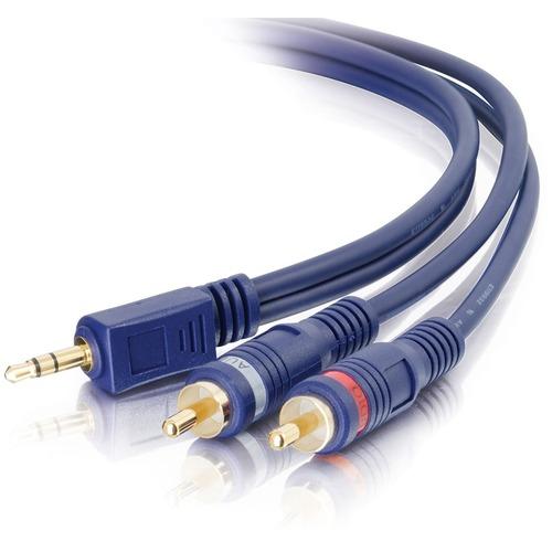 C2G Velocity Stereo Y-Cable - Mini-phone Male Stereo - RCA Male Stereo - 15.24m - Blue