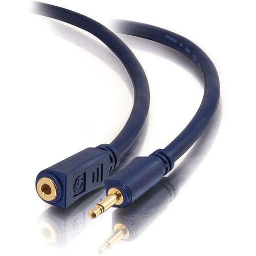 C2G Velocity Audio Extension Cable - Mini-phone Male Audio - Mini-phone Female Audio - 3.66m - Blue