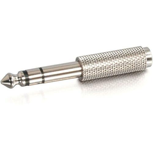 C2G 6.3mm Stereo Male to 3.5mm Stereo Female Adapter - 1 x 6.35mm Male Audio - 1 x Mini-phone Female - Metallic Silver