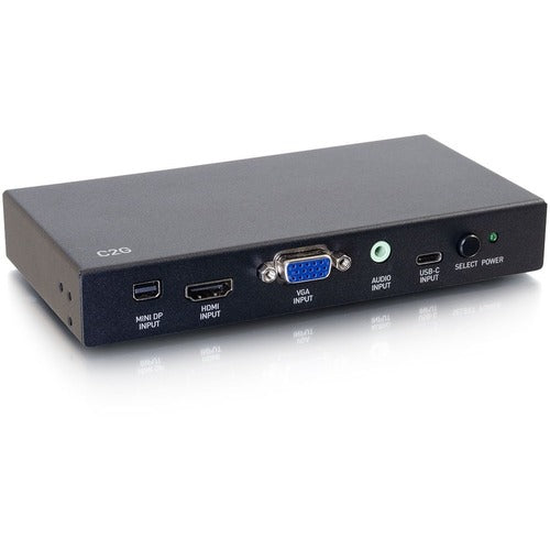 C2G Mini DisplayPort, USB-C, HDMI, VGA+3.5mm 4K Adapter Switch TAA - 4096 x 2160 - 4K - 4 x 1 - Display - 1 x HDMI Out - TAA Compliant