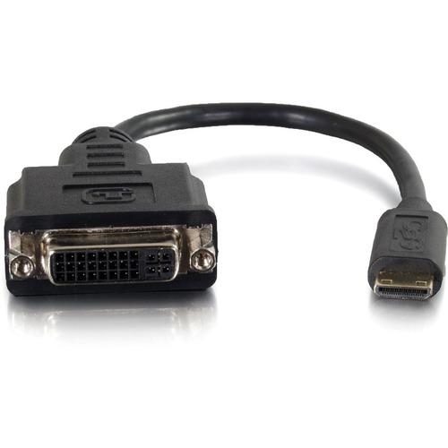 C2G HDMI Mini Male to Single Link DVI-D Female Adapter Converter Dongle - 8" DVI-D/HDMI Video Cable for Video Device, Notebook, Monitor - First End: 1 x HDMI (Mini Type C) Male Digital Audio/Video - Second End: 1 x DVI (Single-Link) Female Digital Video