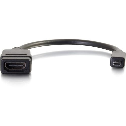 C2G HDMI Micro Male to HDMI Female Adapter Converter Dongle - HDMI/Micro HDMI A/V Cable for Audio/Video Device - First End: 1 x HDMI (Micro Type D) Male Digital Audio/Video - Second End: 1 x HDMI Female Digital Audio/Video